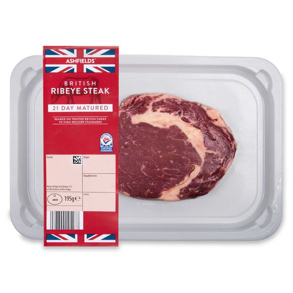 Ashfields British 21 Day Matured Ribeye Steak 195g