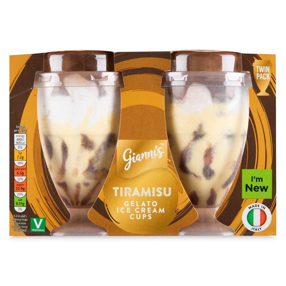 Gianni's Tiramisu Gelato Ice Cream Cups 2x90g