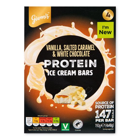 Gianni's Vanilla, Salted Caramel & White Chocolate Protein Ice Cream Bars 4x48g