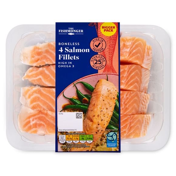 The Fishmonger Boneless Salmon Fillets 480g/4 Pack