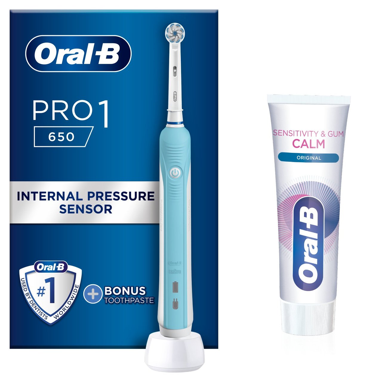 Oral-B PRO 1 650 Sensitive Toothbrush + Toothpaste - HelloSupermarket