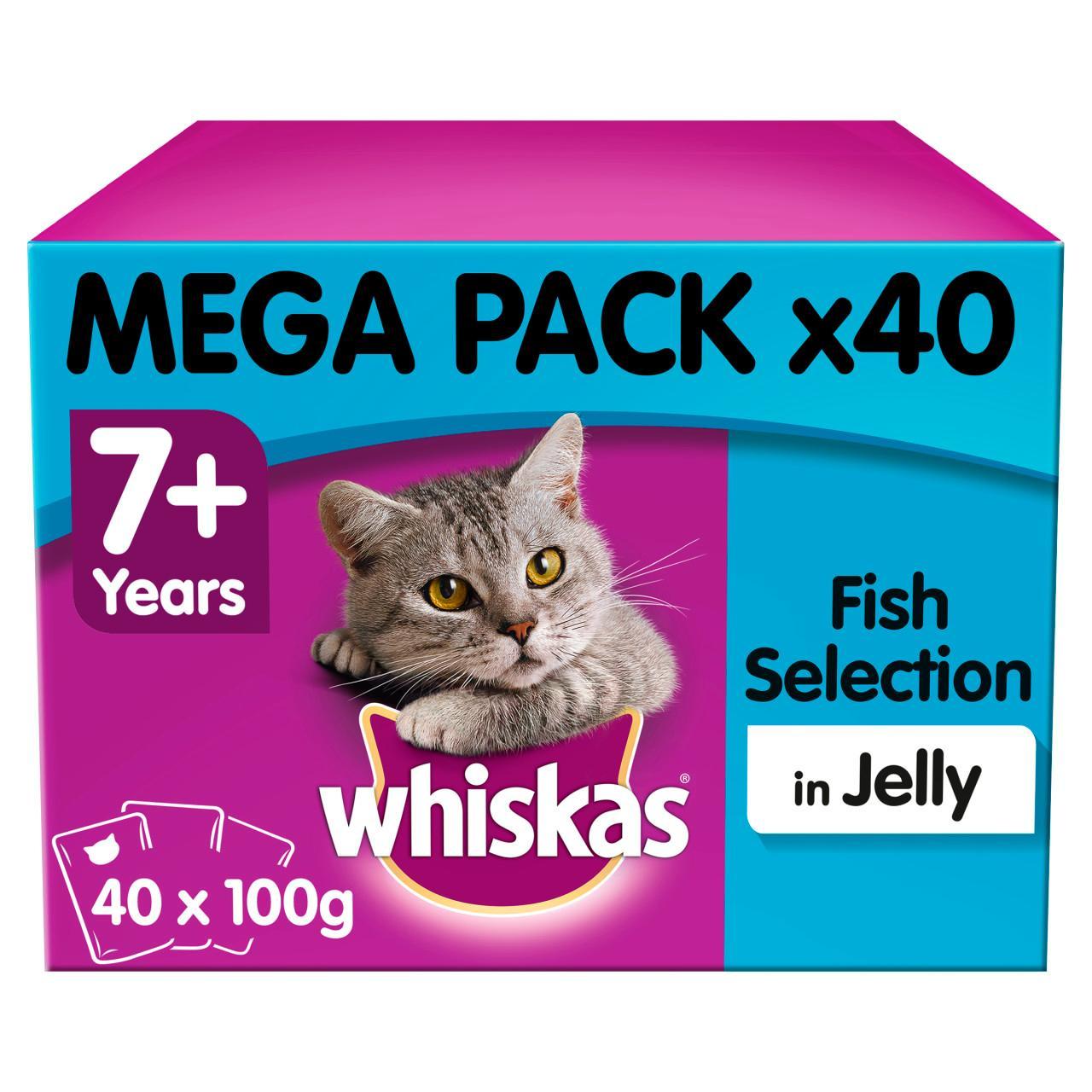 Whiskas Senior Wet Cat Food Pouches Fish in Jelly Mega Pack 