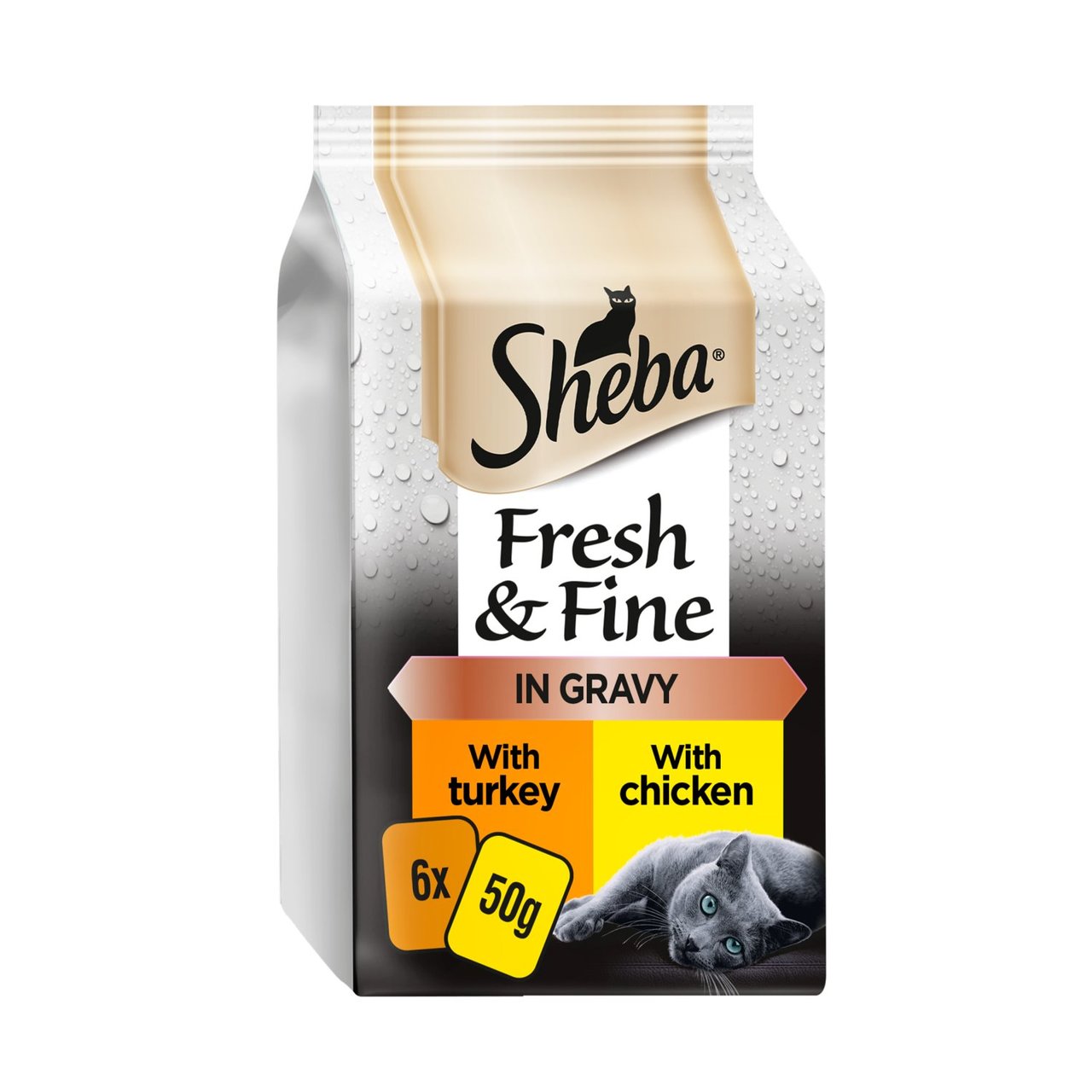 Sheba Fresh & Fine Wet Cat Food Pouches Chicken & Turkey in Gravy