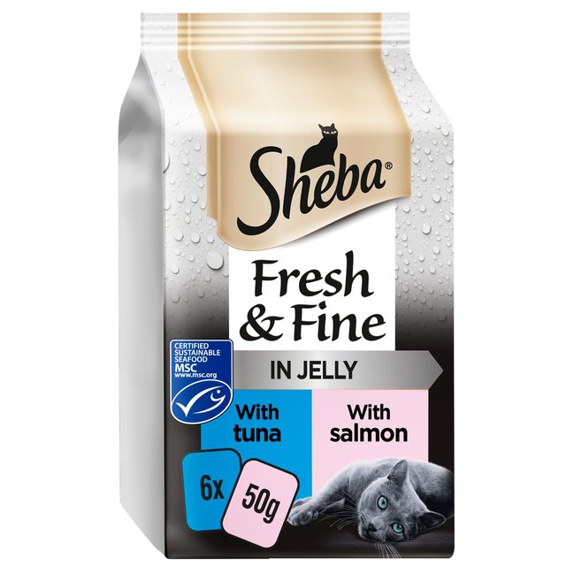 Sheba Fresh & Fine Adult 1+ Wet Cat Food Pouches Fish Collection in Jelly