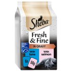 Sheba Fresh & Fine Wet Cat Food Pouches Salmon & Tuna in Gravy