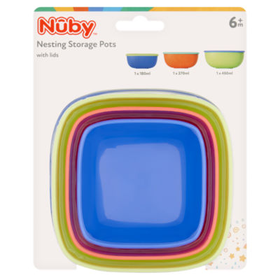 Nuby Nesting Storage Pots with Lids 6+M