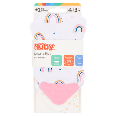 Nuby Bandana Teether Bibs 3m+ 2 Pack