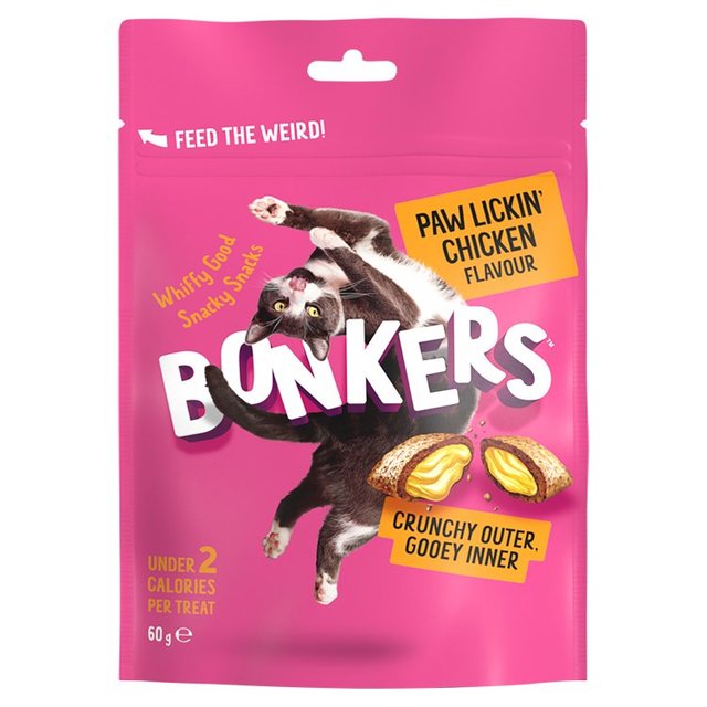 Bonkers Paw Lickin Chicken Flavour Cat Treats 60g