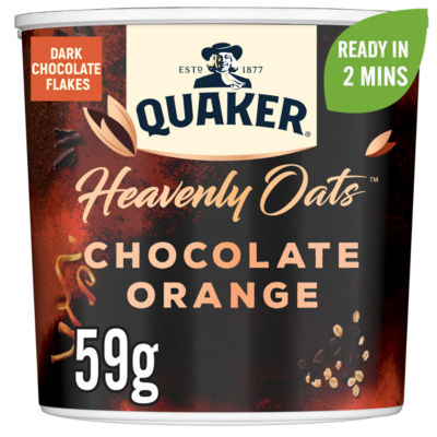 Quaker Heavenly Oats Chocolate Orange Porridge Cereal Pot