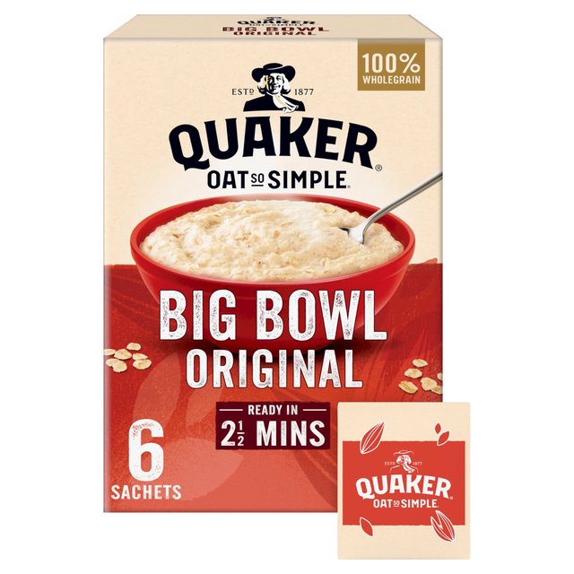 Quaker Oat So Simple Big Bowl Original Porridge Sachets  6 x 38.5g