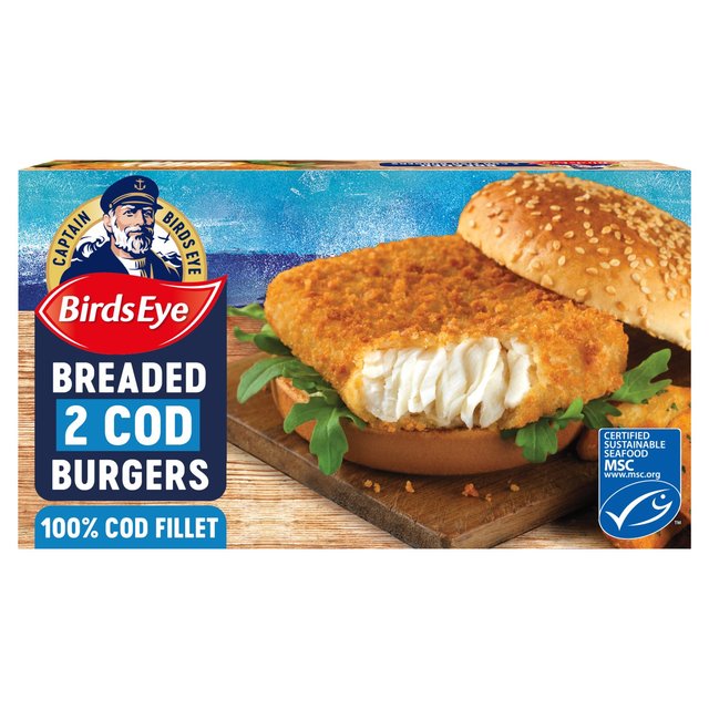 Birds Eye 2 Breaded Cod Fish Burgers 227g