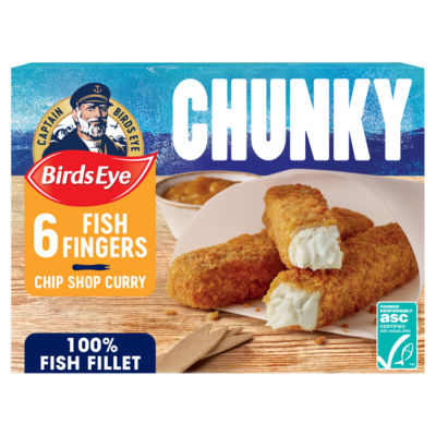 Birds Eye 6 ASC Breaded Chunky Chip Shop Curry Fish Fingers