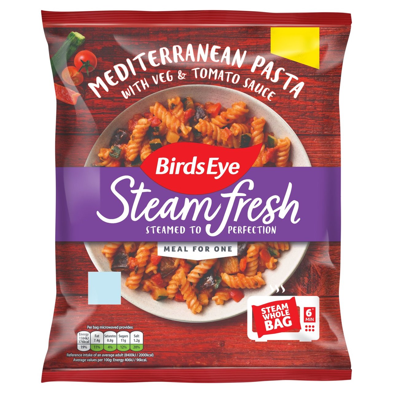 Birds Eye Steamfresh Mediterranean Vegetable and Tomato Pasta Meal For 1 400g