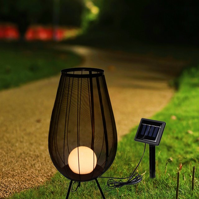 Nutmeg Solar Metal Lantern With Mesh & Ball Light Small 