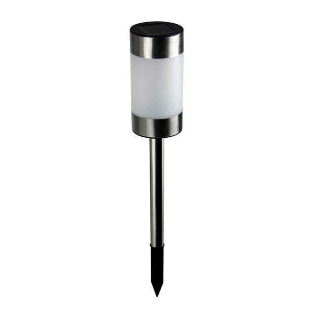 Nutmeg Solar Stick Light - Brushed Steel & White1 