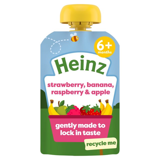 Heinz Strawberry, Banana, Raspberry & Apple Baby Food Pouch 6+ Months  100g