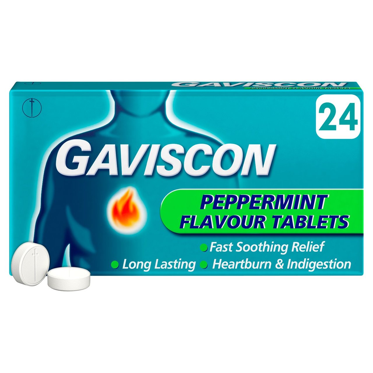 Gaviscon Heartburn & Indigestion Peppermint Tablets x24