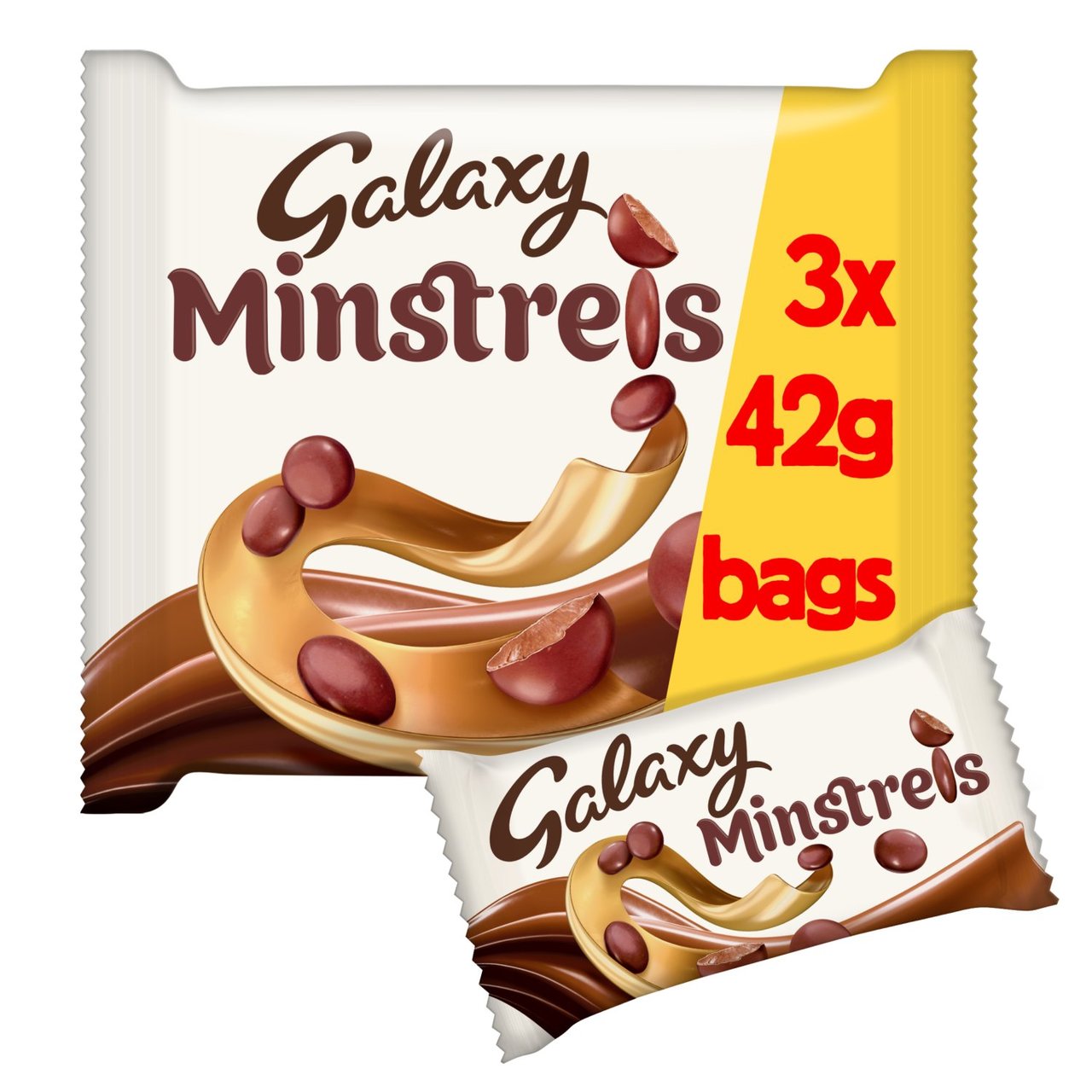 Galaxy Minstrels Milk Chocolate Buttons Bag Multipack  3 x 42g