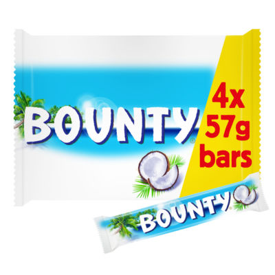 Bounty Coconut & Milk Chocolate Snack Bars Multipack  4 x 57g