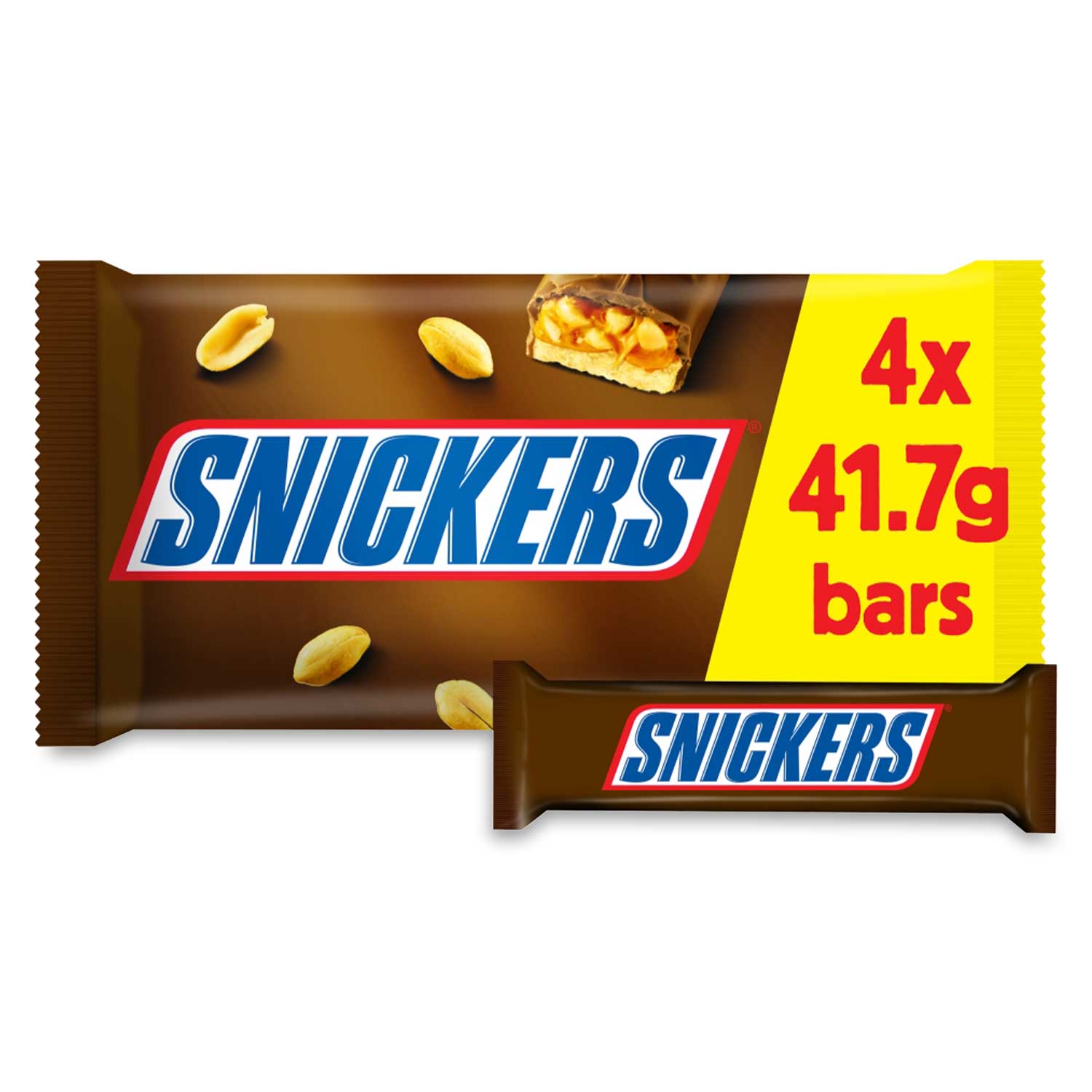 Snickers Caramel, Nougat, Peanuts & Milk Chocolate Snack Bars Multipack 4x41.7g