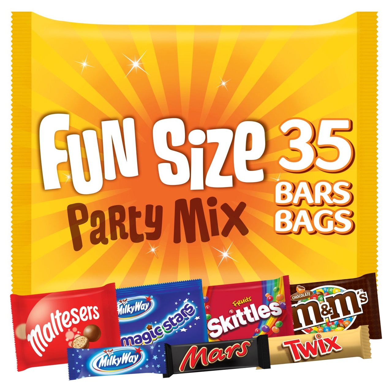 Mars, Maltesers, M&M's, Twix and more Funsize Milk Chocolate Party Bag 600g