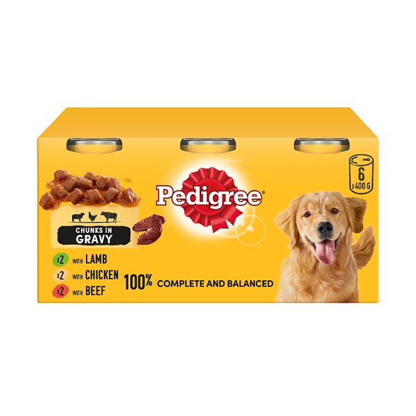 Pedigree Adult Wet Dog Food Tins Mixed in Gravy 