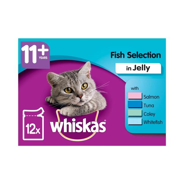 Whiskas Senior Wet Cat Food Pouches Fish In Jelly 12 x 100g