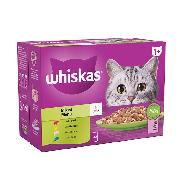 Whiskas 1+ Adult Wet Cat Pouches Mixed Menu in Jelly