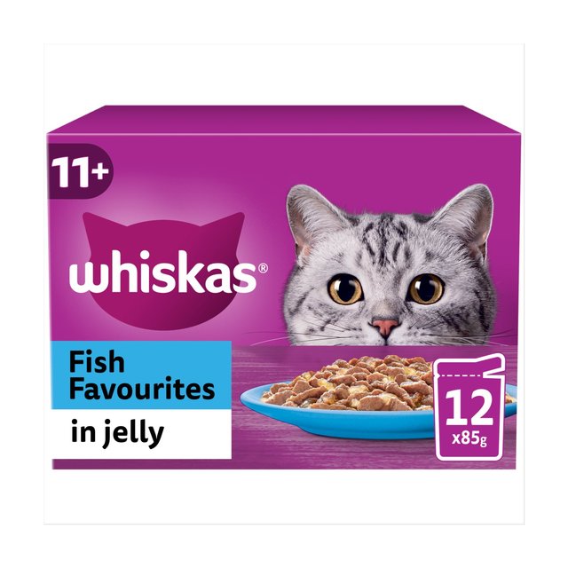 Whiskas 11+ Fish Favourites Senior Wet Cat Food Pouches in Jelly 12 x 85g