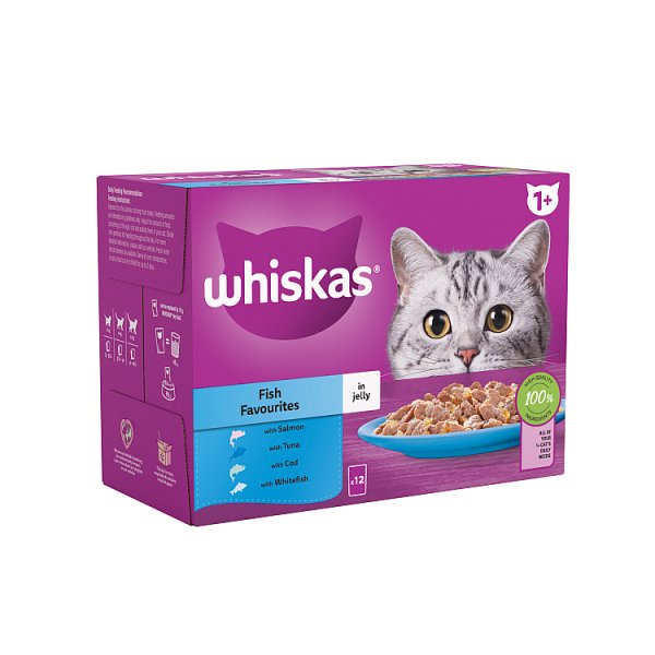 Whiskas 1+ Adult Wet Cat Food Pouches Fish Favourites in Jelly