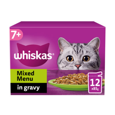 Whiskas 7+ Mixed Menu Senior Wet Cat Food Pouches in Gravy 12 x 85g