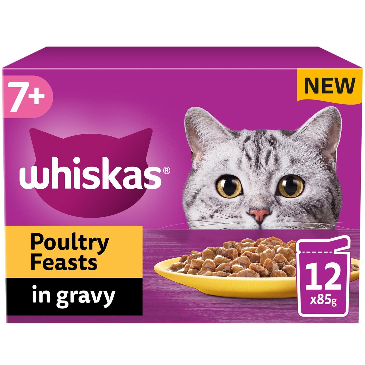 Whiskas 7+ Adult Wet Cat Food Pouches Poultry Feasts in Gravy