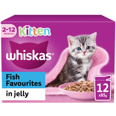 Whiskas 2-12mnths Kitten Wet Cat Pouches Fish Favourites in Jelly