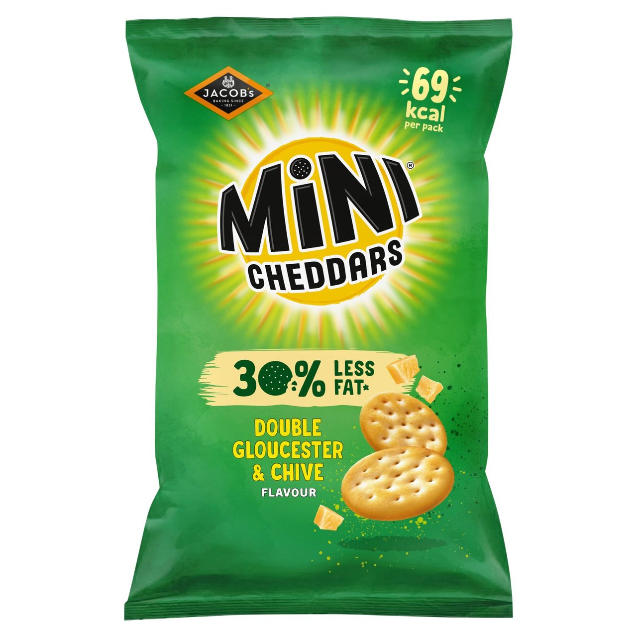 Jacobs Mini Cheddars 30% Less Fat Double Gloucester & Chive Snacks 115g