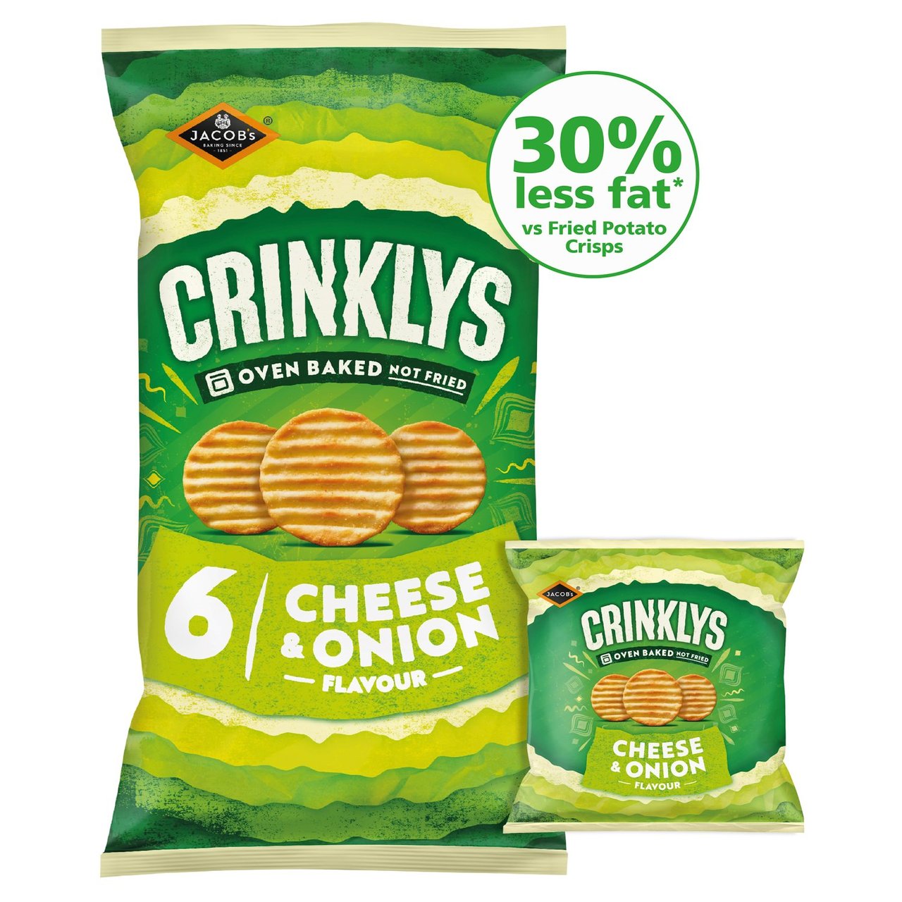 Jacob's Crinkly's Cheese & Onion Flavour Baked Snacks Multipack