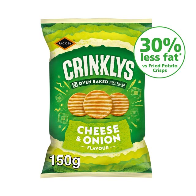 Jacob's Crinklys Cheese & Onion Baked Snacks Share Bag, 150g