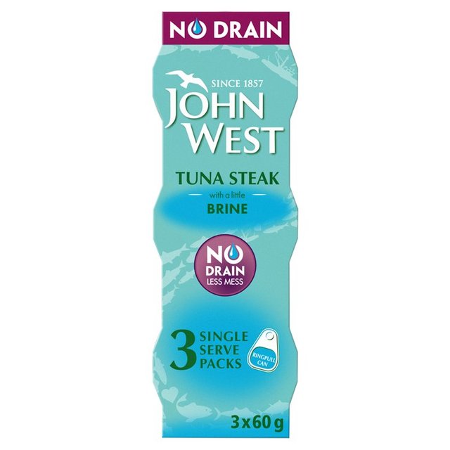 John West No Drain Tuna Steak in Brine (3x60g)  3 x 60g