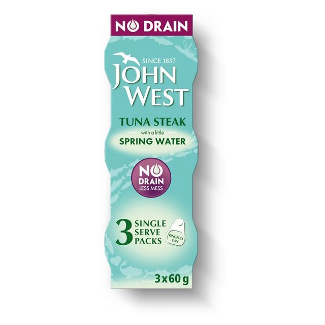 John West No Drain Tuna Steak In Spring Water 3X60g