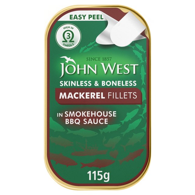 John West Skinless & Boneless Mackerel Fillets In Smokehouse BBQSauce(115g) 115g