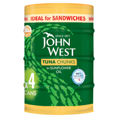 John West Tuna Chunks in Sunflower Oil 4 x 132g