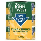 John West Lower Salt Tuna Chunks in Sunflower Oil 3x145g