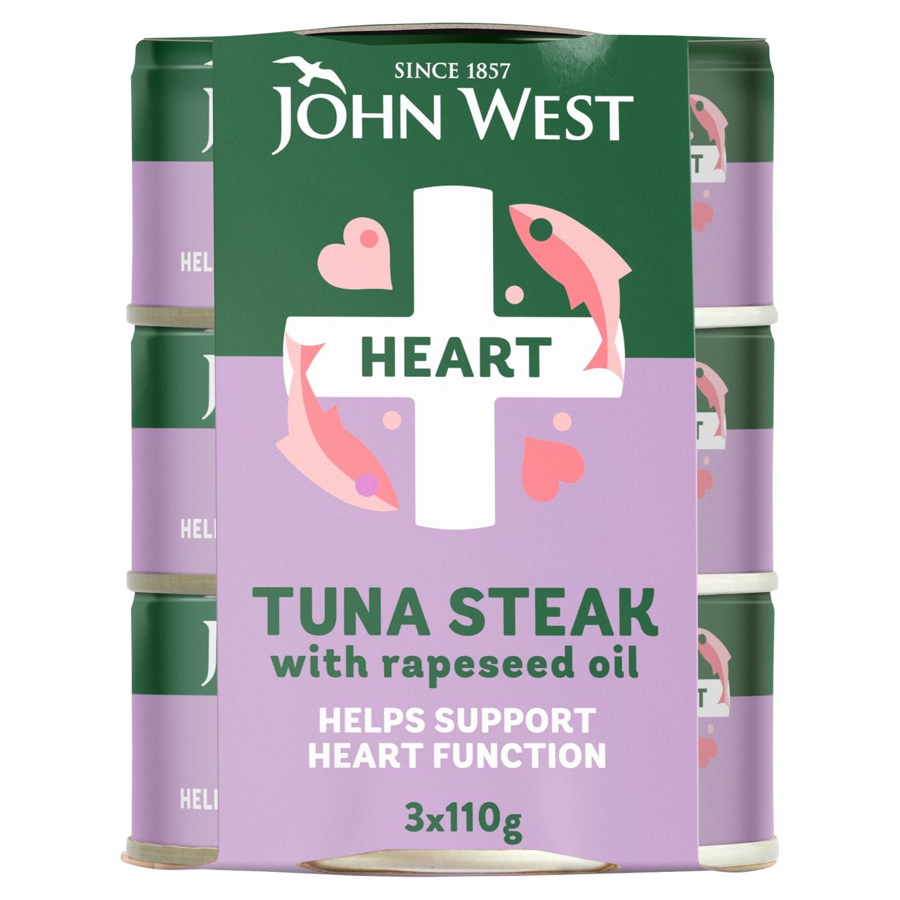 John West HEART No Drain Tuna Steak with Rapeseed Oil