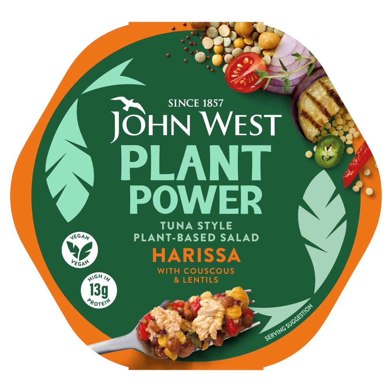 John West Plant Power Tuna Style Plant-based Salad Harissa With Couscous & Lentils 220g