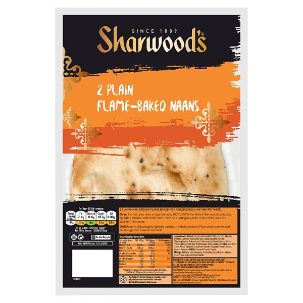 Sharwood's 2 Flame Baked Plain Naan Bread