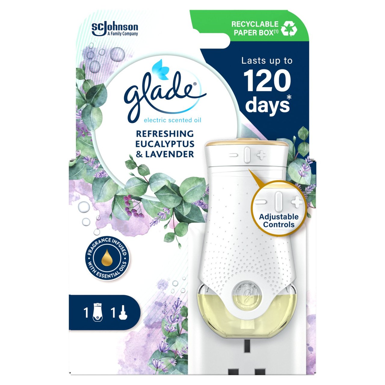 Glade Plug In Holder & Refill, Electric Scented Oil, Eucalyptus & Lavender