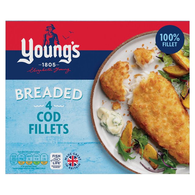 Young's 4 Breaded Cod Fillets  400g