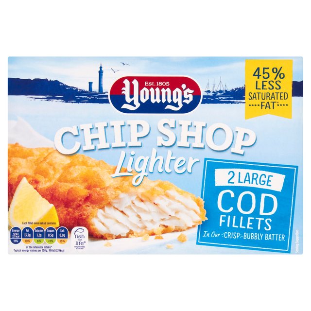 Young'S Light 2 Large Cod Fillet  220g