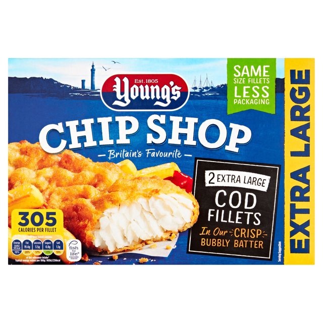 Young's Chip Shop 2 Extra Large Cod Fillets 300g
