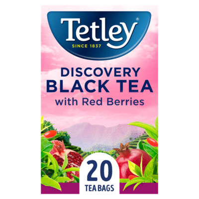 Tetley Discovery Black Tea With Red Berries 20 Per Pack 46g