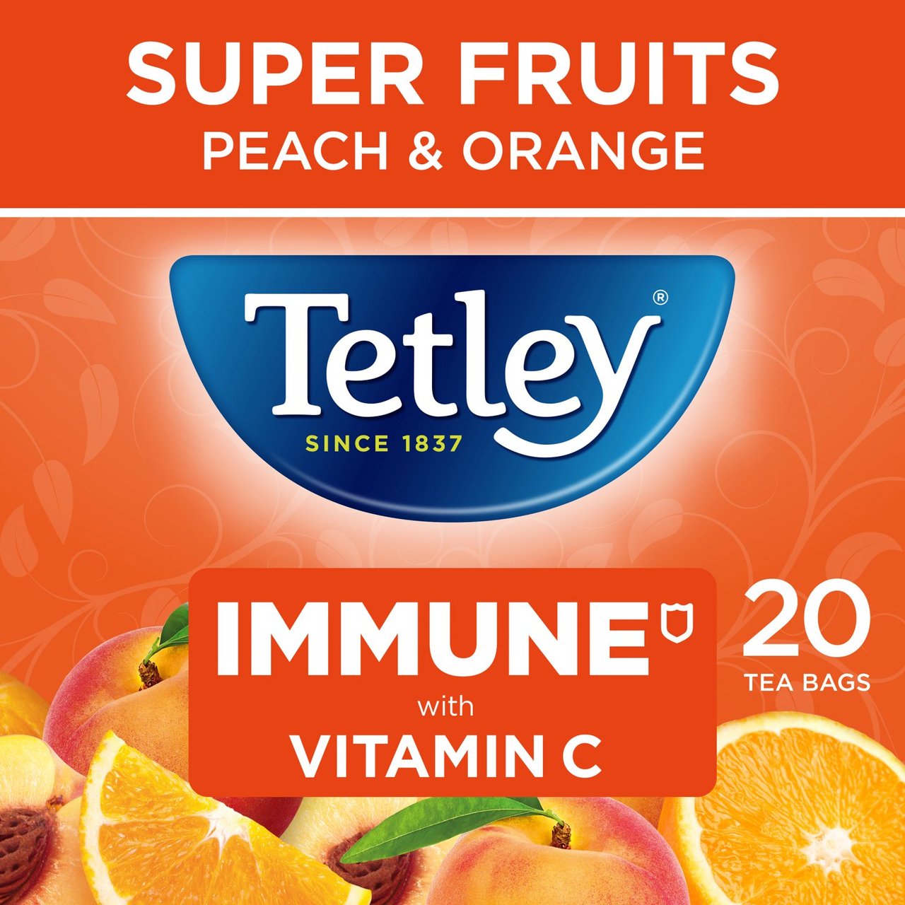 Tetley Super Fruit Tea Immune Peach & Orange Tea Bags